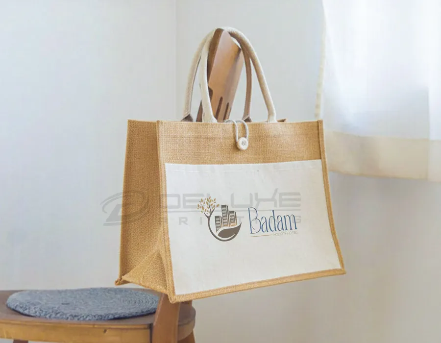 Jute Bags with Canvas Pocket Printing Lahore