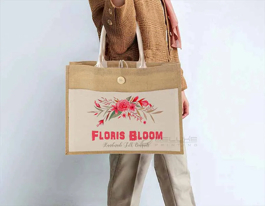 Jute Bags with Canvas Pocket Printing Lahore