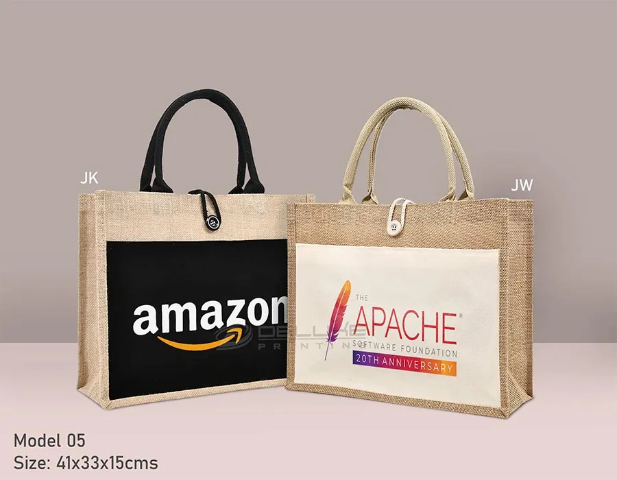 Jute Bags with Canvas Pocket Printing Lahore