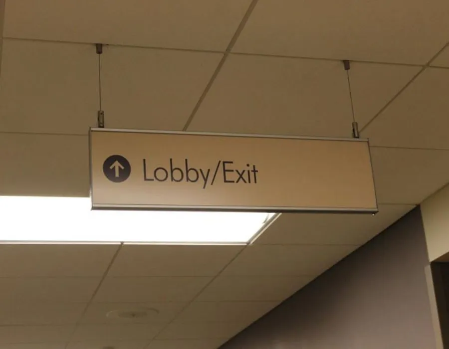 Aluminum Profile Hanging with Printed Vinyl Signage Lahore