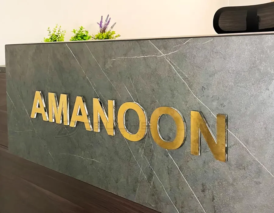 Acrylic SS Brush Top Unlit Signage