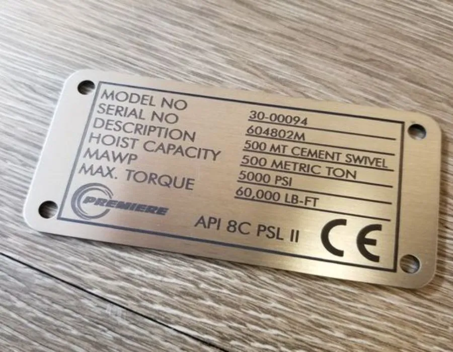 SS Brush Finish Label with Laser Engraving Lahore