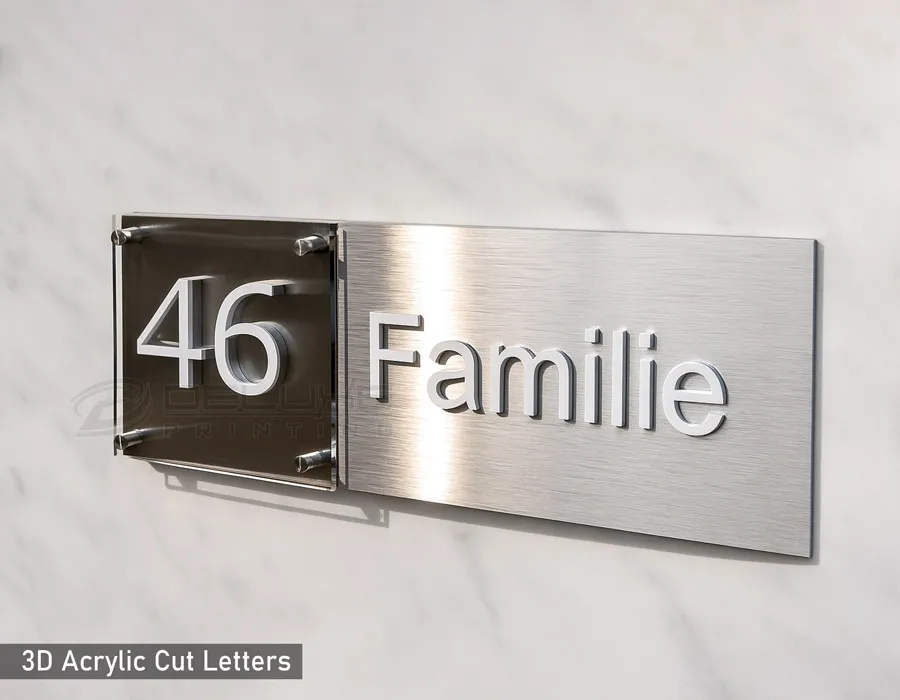 SS Brush Finish + Acrylic Plate 3D Acrylic Cut Letters Lahore