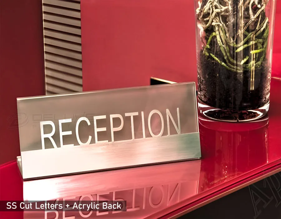 SS Brush Finish Laser Cut Letters + Acrylic Back