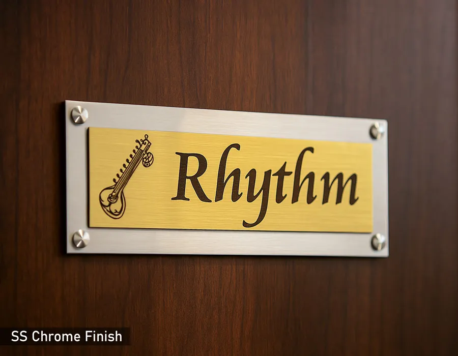 SS Mirror Finish + Gold Brush Finish Plate Lahore