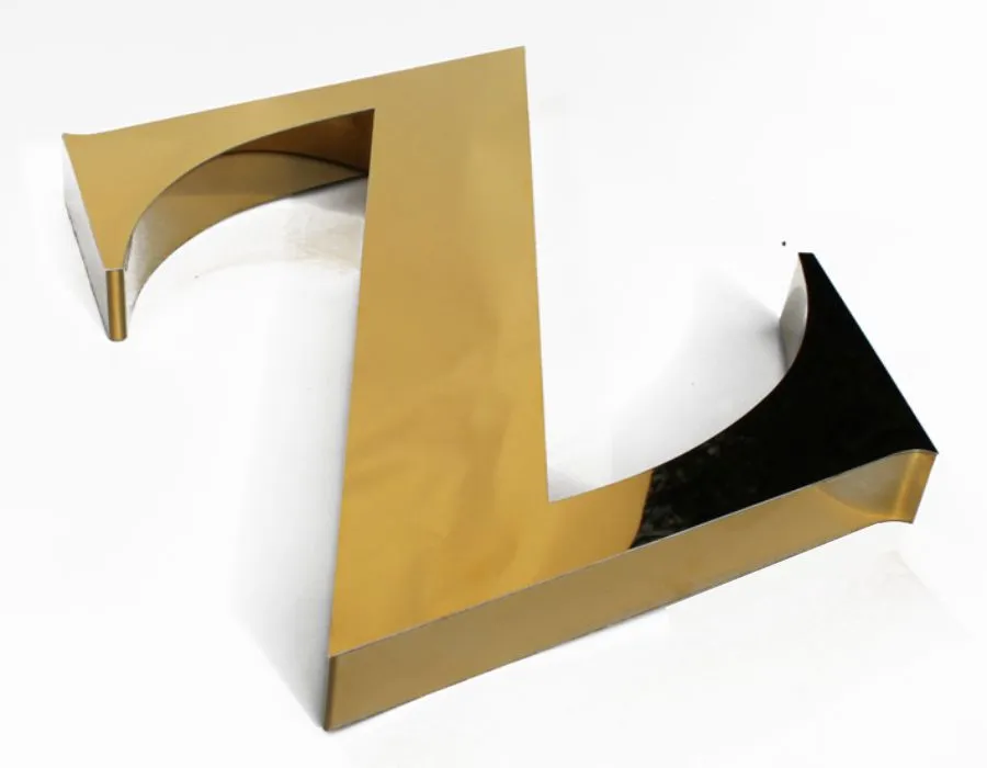 SS with Gold Platting Unlit Signage