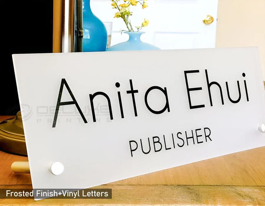 Frosted Acrylic with Vinyl Cut Letters + metal Stands Lahore