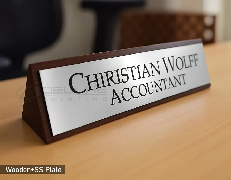 Wooden + SS with Engraved Letters Lahore