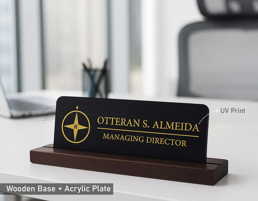 Wooden + SS with Engraved Letters Lahore